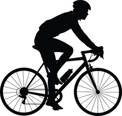 Fototapeta premium Cyclist silhouette riding road bike, representing fitness, sport activity, outdoor exercise, endurance training, and healthy lifestyle concept