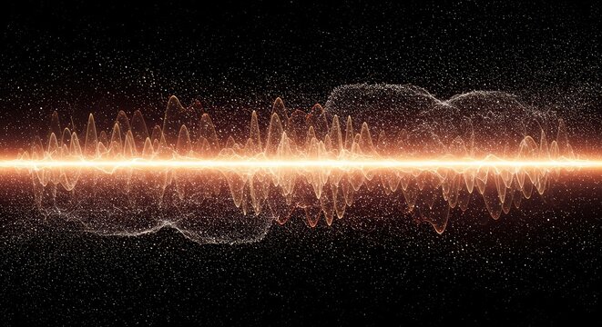 Ethereal energy field with shimmering particles and complex waves, illustrating unseen quantum vibrations and abstract science concepts, glow, invisible, modern