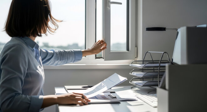 Open the office window to ventilate