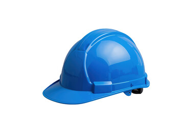 Fototapeta premium Blue hard hat symbolizing construction safety, engineering, worker protection, and industrial workwear on transparent background