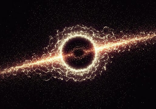 Abstract digital visualization of energetic quantum particles flowing through a pulsing rhythmic void, suggesting unknown potential and complex systems, periodic, light, minimal