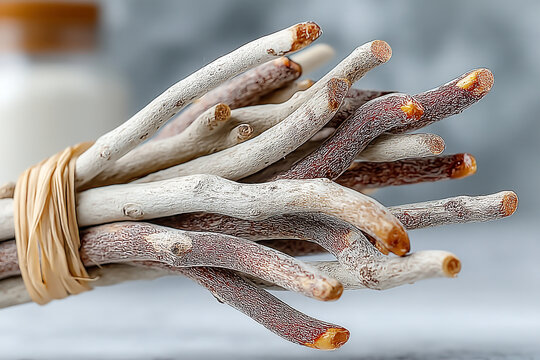 Bundle of dried twigs tied with twine rustic craft decoration farmhouse