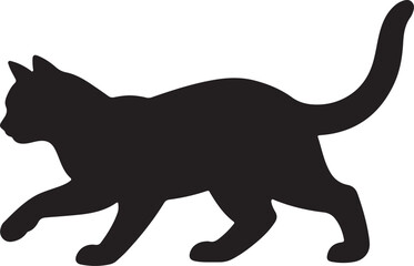 A black silhouette of a cat walking Vector © Thanni