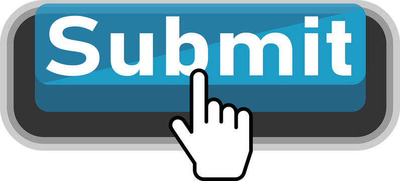 Finger pressing a submit button on a digital interface isolated on transparent background