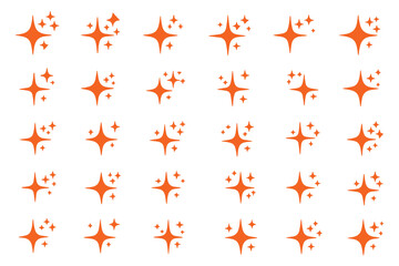 Fototapeta premium Collection of Bright Yellow Sparkle Star Icons. sparkle star icon set vector. collection of Twinkle stars icon. Shine and twinkle star Isolated on white background. . Set of star shapes. ai icon set.