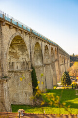 Fototapeta premium The main bridge and famous Soleri Viaduct, which connects Cuneo, over the Stura di Demonte stream, and connects the city with the plateau to the north.