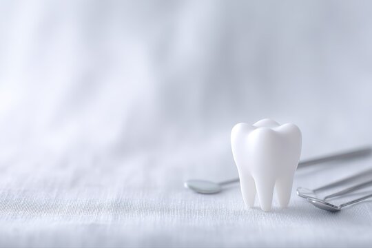 Dentistry concept tooth model dental tools oral care healthcare clinic background