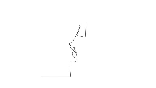 Hand Throwing Graduation Cap Class of 2026. Class of 2026 Concept. Single line draw design Video 4k. Footage graphic illustration