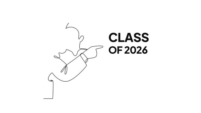 Proud Graduate Representing Class of 2026. Class of 2026 Concept. Single line draw design Video 4k. Footage graphic illustration