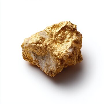 Gold nugget isolated on white background precious metal mining wealth concept