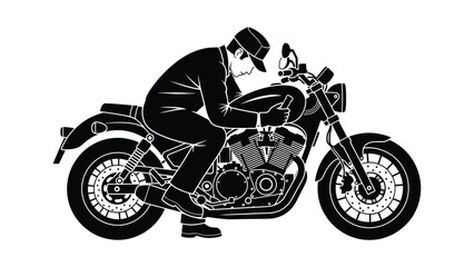 Obraz premium Man sitting on a motorcycle.