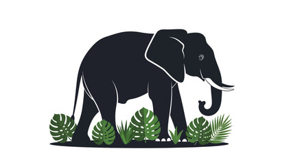 Fototapeta premium Black Elephant Side View Profile.