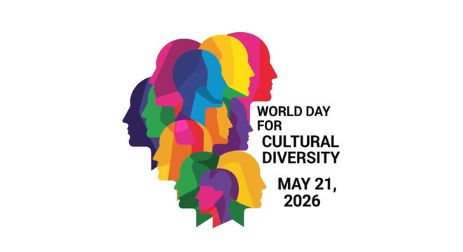 World Day for Cultural Diversity 2026 celebration poster with colorful geometric hands holding globe isolated on background