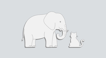 Fototapeta premium Elephant and cat sitting together.