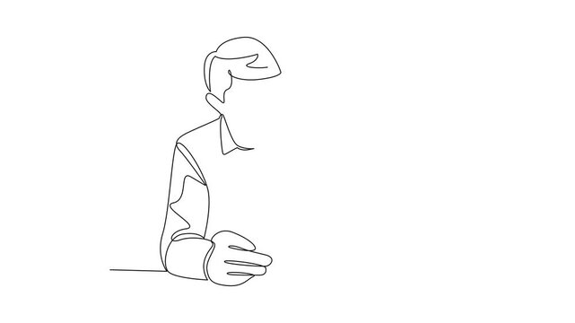 Father Supporting Son During Study. Passing on Knowledge Concept. Single line draw design Video 4k. Footage graphic illustration