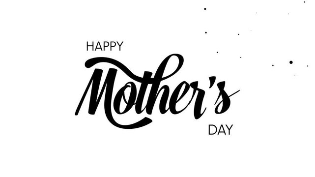 Minimalist Hand Drawn Happy Mothers Day Lettering Animation, Elegant White Script on Transparent Background, Greeting Card Motion Graphic for Social Media Reels and Marketing.