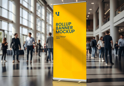 Indoor Event Roll-Up Banner Mockup