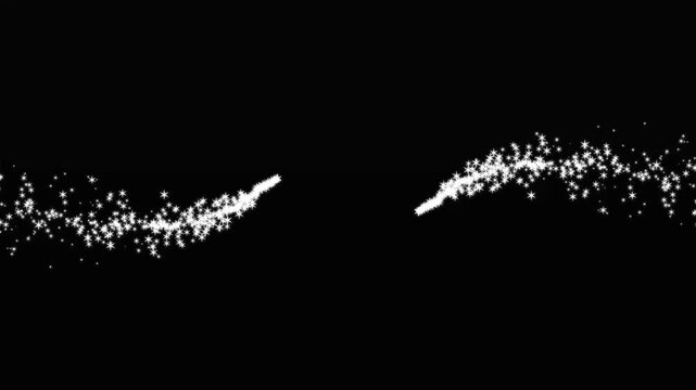 Shining glitter star sparkle animation,2d glitter stars line animation, magic glitter sparkle trail, glowing white light sparks and particles flare on black background,animation of twinkling starlight