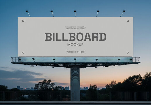 Large Highway Billboard Mockup at Dusk