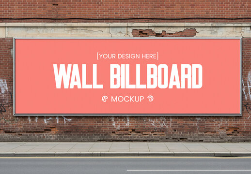Urban Brick Wall Billboard Mockup