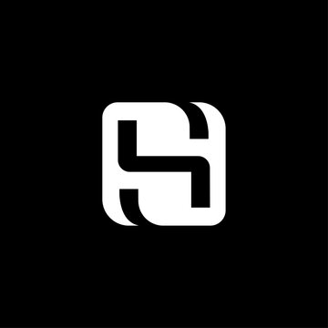 Square  Rounded Letters S or SH Monogram. Modern Geometric Square Monogram Logo with Rounded Letter S or SH Concept. 