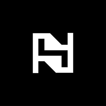 Letters NS or SH Squared Monogram. Modern Geometric Squared Monogram Logo with Minimalist Letter NS or SH Concept. 