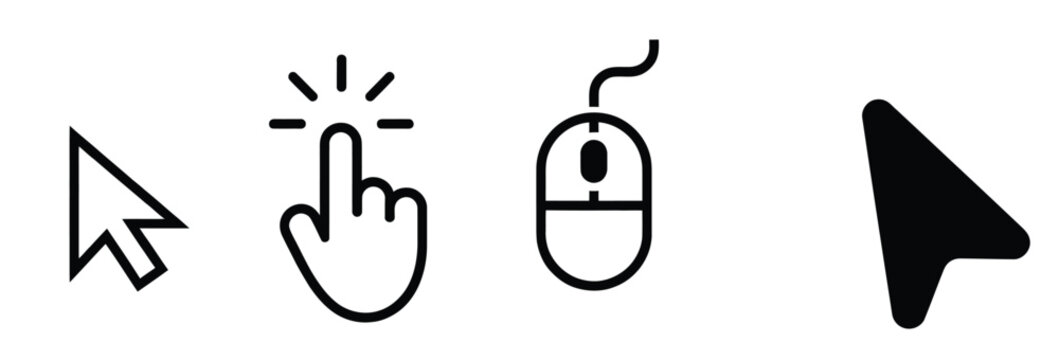 Professional collection of computer cursor and mouse icons for digital interface navigation