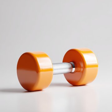 Orange gym dumbbell workout fitness equipment isolated render