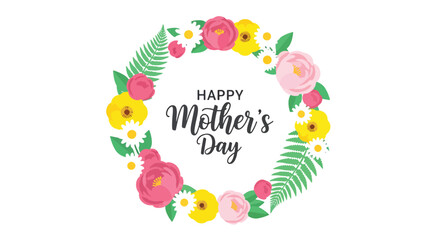 Naklejka premium Happy mothers day floral wreath design.