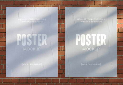 Double Poster Mockup on Red Brick Wall
