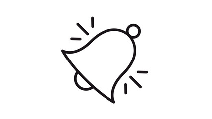 Minimalist black line art vector icon of a ringing notification bell with sound waves, isolated on a white background. Clean scalable illustration for digital alerts, alarms, and reminders. © Zoya