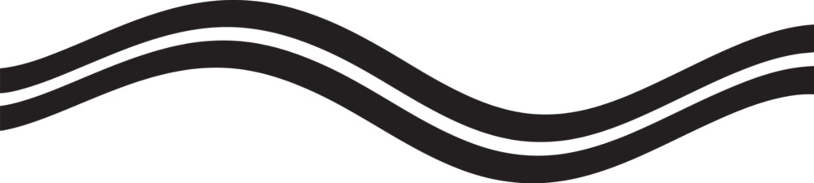 Wavy line, abstract wave, black and white vector, decorative border, design element