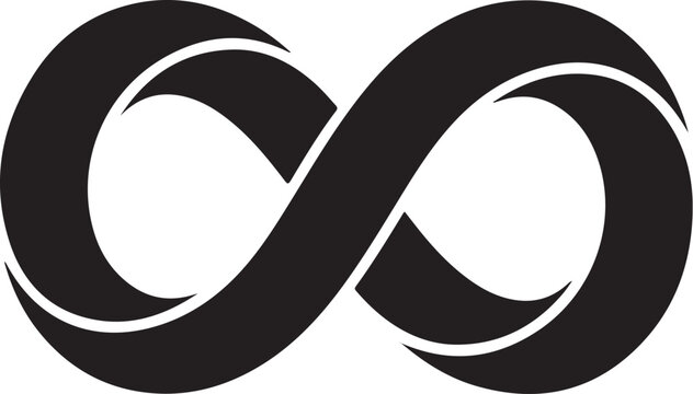 Infinity symbol, black vector icon, modern design element, sleek infinity loop
