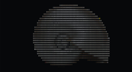 Creative abstract portrait of a snail body rendered using an array of digital zero numbers on a dark black background © MSTSHUKURI