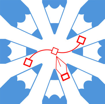 A logo design with brillant colors is made of pencils and is suggested as a logo for an artist or illustrator.