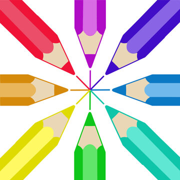 A logo design with brillant colors is made of pencils and is suggested as a logo for an artist or illustrator.