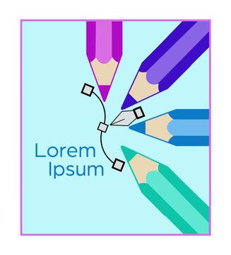 A logo design with brillant colors is made of pencils and is suggested as a logo for an artist or illustrator.