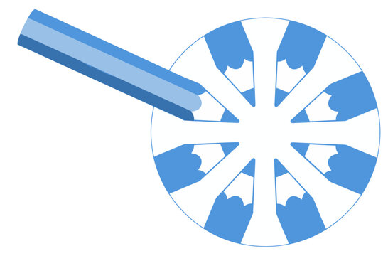 A logo design with brillant colors is made of pencils and is suggested as a logo for an artist or illustrator.