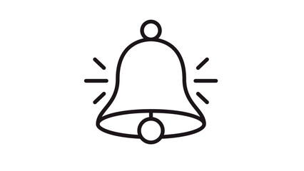 Black line art vector icon of a ringing bell with motion lines, symbol for notification, alert, alarm, or school bell, minimalist graphic illustration isolated on a white background. © Bilal
