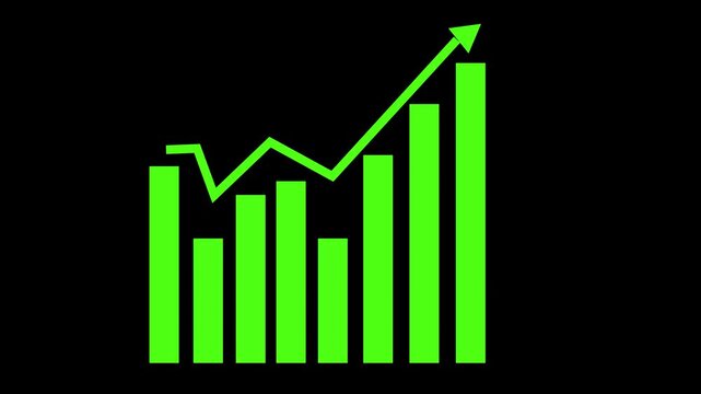 Bar chart with upward zigzag arrow animation