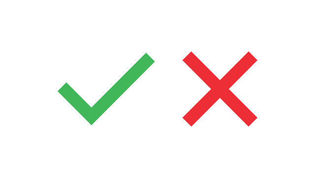 Check Mark and Cross Icon Yes No Symbol Set