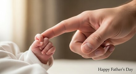 Obraz premium Touching moment happy father's day a newborn's hand grasps dad's finger celebrating new parenthood love