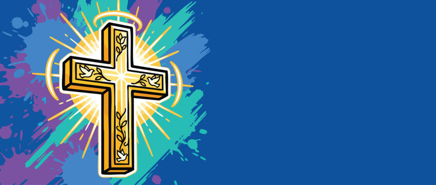 Christian Cross with Radiant Light for Hope and Spiritual Guidance Illustration