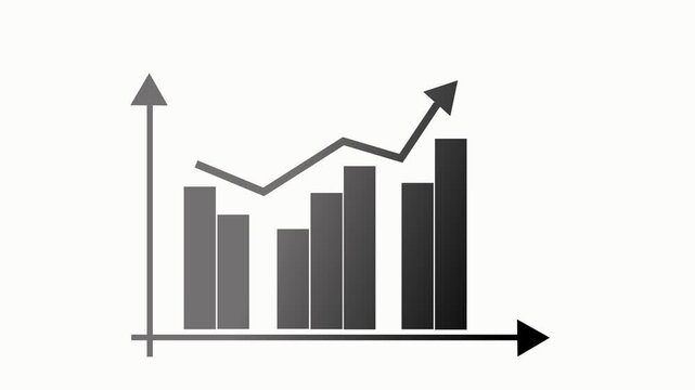 Minimalist business bar and line growth chart animation