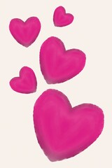 Fototapeta premium Pink Watercolor Heart Clipart Hand Drawn Romantic Love On White Paper