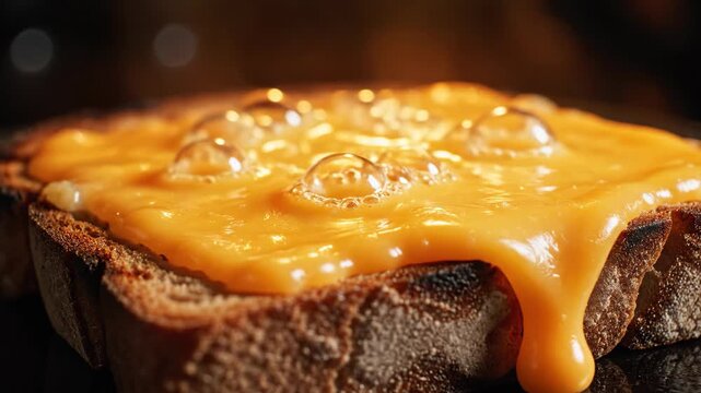 Hot and gooey grilled cheese sandwich with melted cheddar