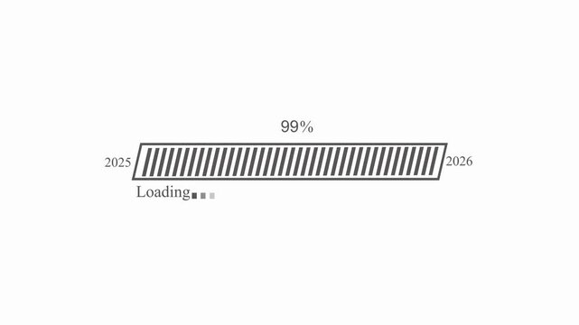 Waiting progress bar from 2025 to 2026 animation