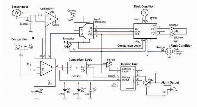 A detailed schematic diagram of an electronic circuit with various components and connections
