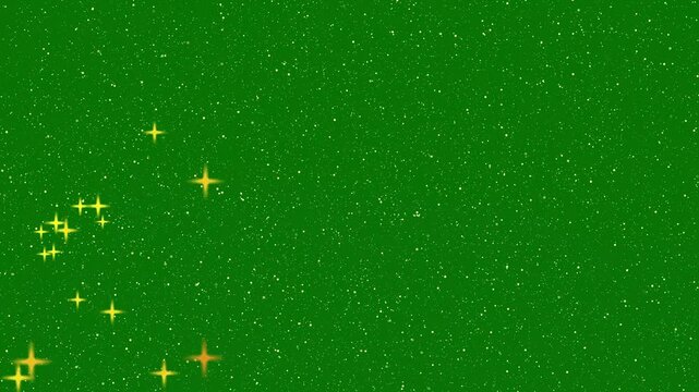 Sparkling stars Night Shine animation, Particle magic tail sparkling glitter star dust, white cartoon blinking stars, particles falling and light flare animation, Twinkling lights on green screen. 4K