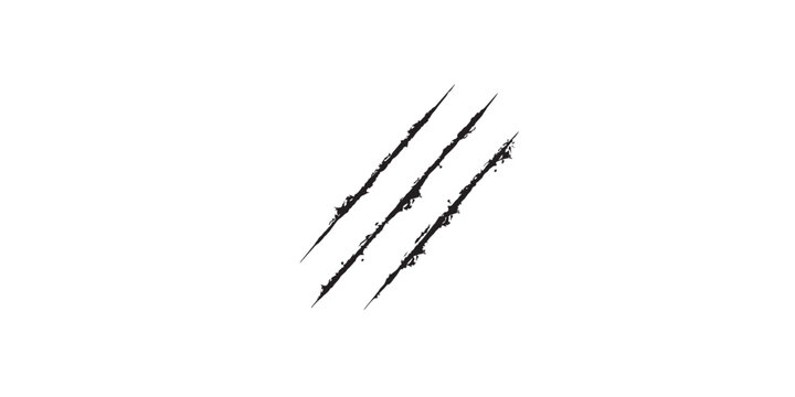 Three Black Claw Marks on a White Background.